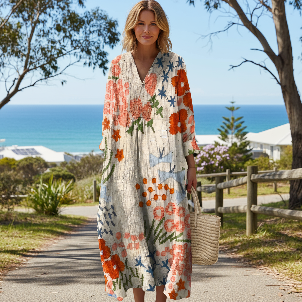 TALIA | Botanical Print Midi Dress