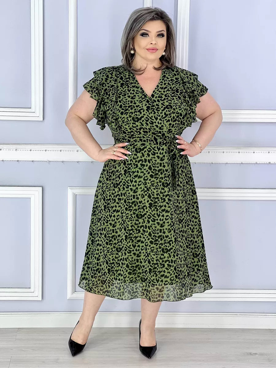 Leona dress with leopard print and V-neck