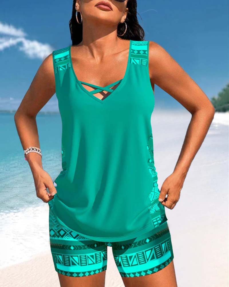 Sylvia | Tankini Featuring Geometric Print