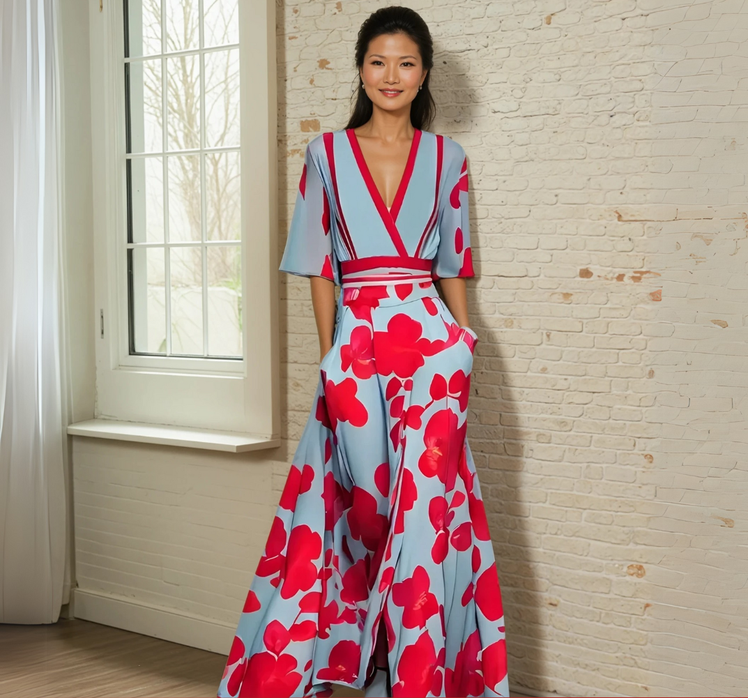 Elowen | Elegant Dress With Flower Pattern