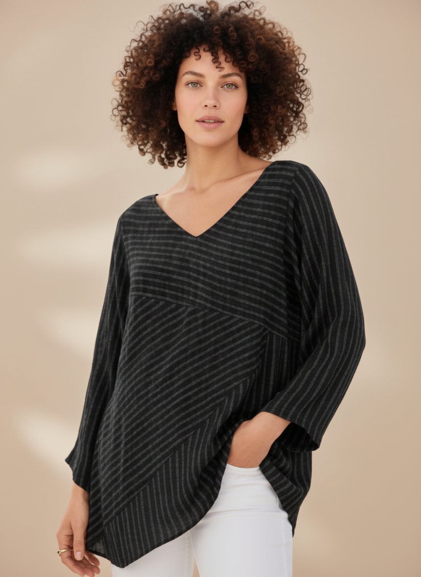 Serenya | Draped Stripe Top