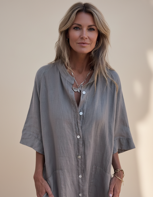 MEIVA - Cotton Linen Shirt Long Dress