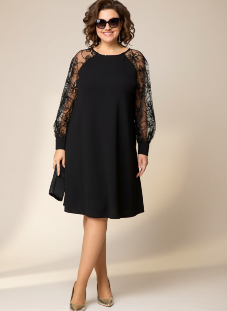 Destiney | Lace-Sleeve Dress