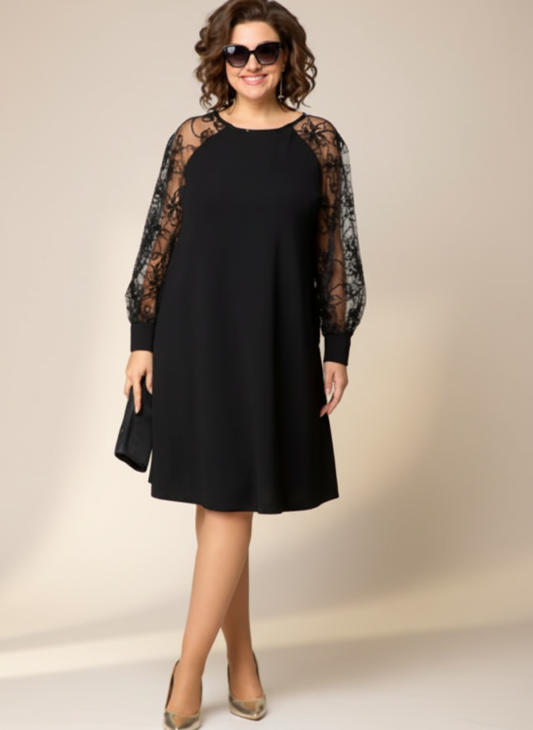 Destiney | Lace-Sleeve Dress