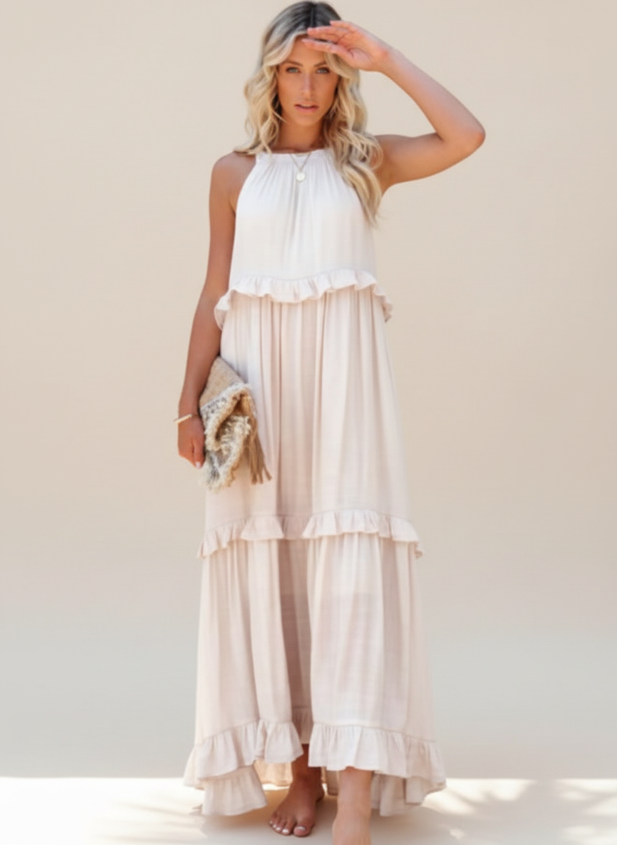 Dylilah | Neck Ruffle Trim Dress