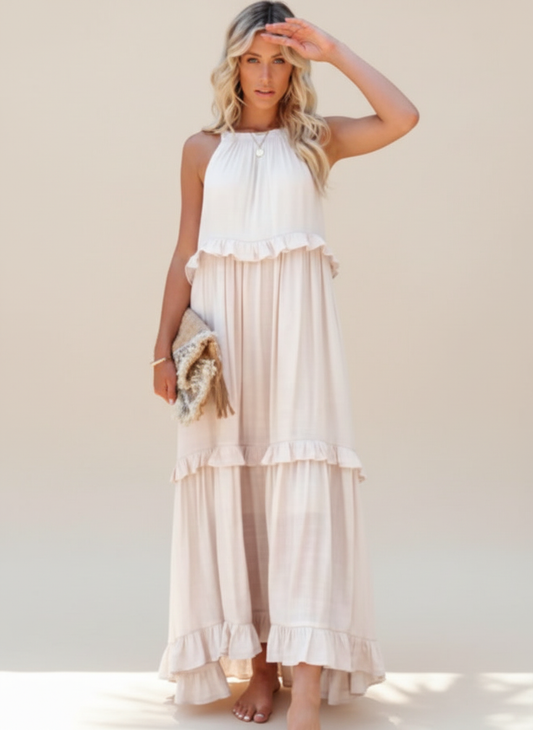 Dylilah | Neck Ruffle Trim Dress