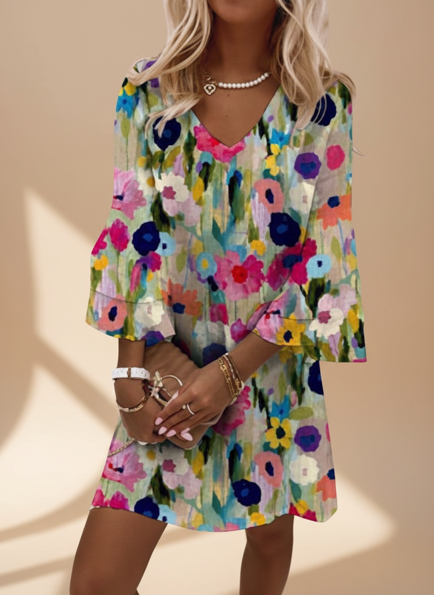 Tabithea | Floral V-Neck Dress