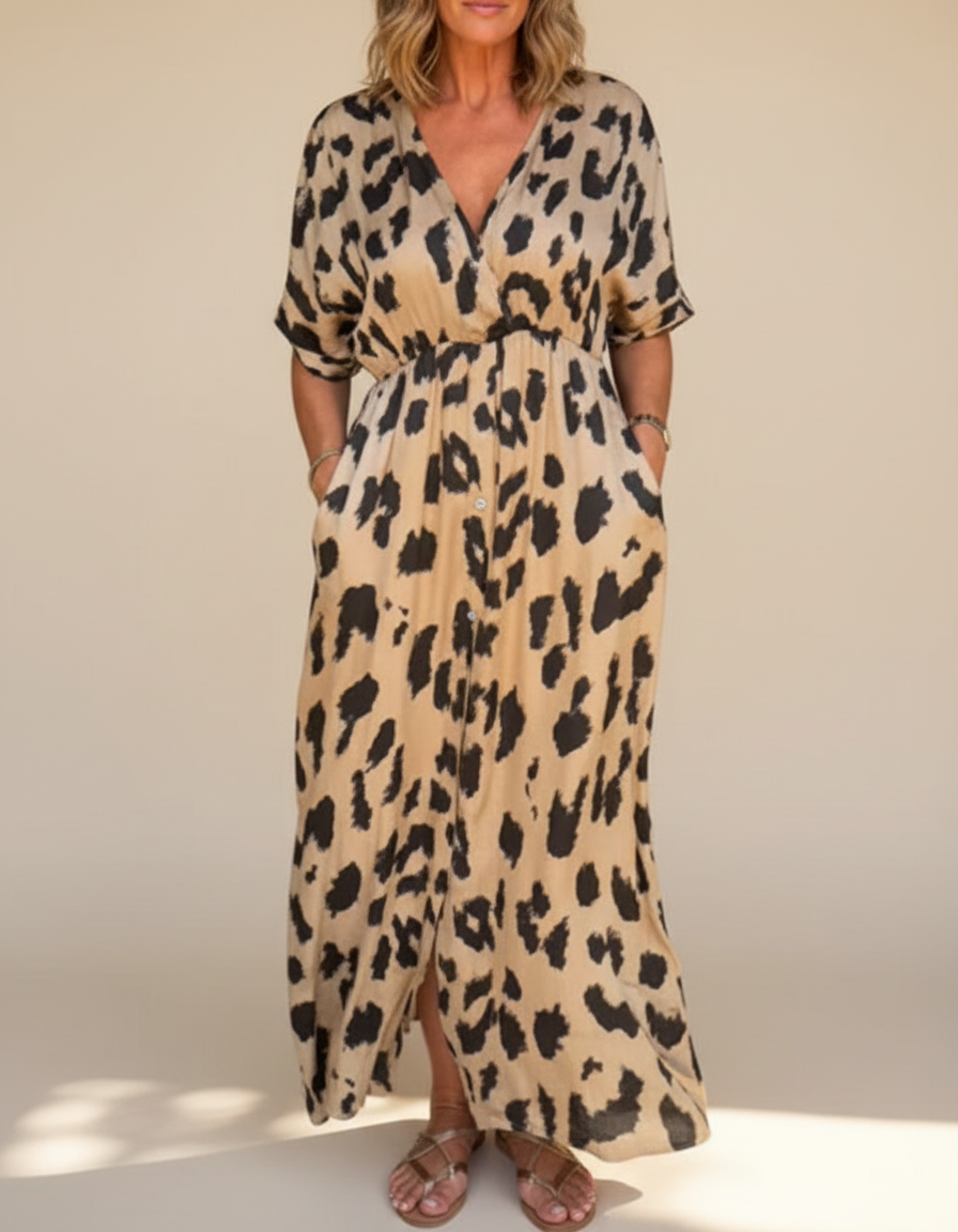 Lavina | Boho Panter Print Dress