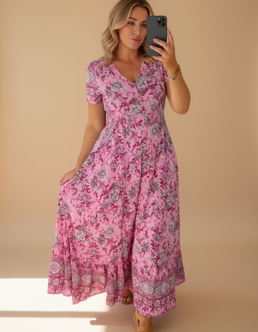 Colette | Flowy Floral V-Neck Dress