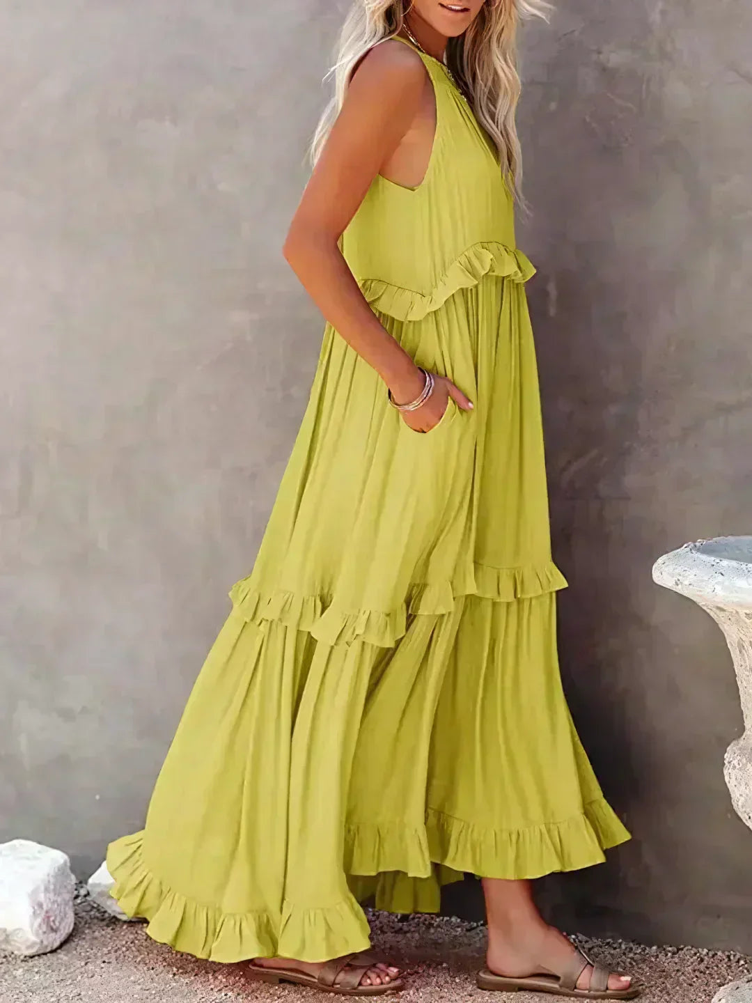 Dylilah | Neck Ruffle Trim Dress