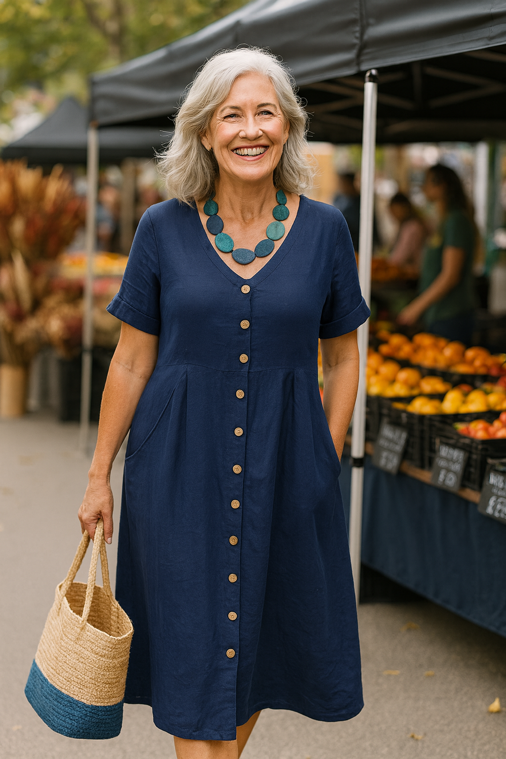 Anna | Everyday Comfort Cotton–Linen Midi Dress (AU 10–24)