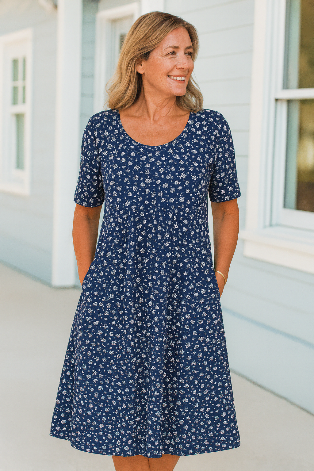 Maribelle | Effortless Floral Midi Dress - Covers upper arms & tummy
