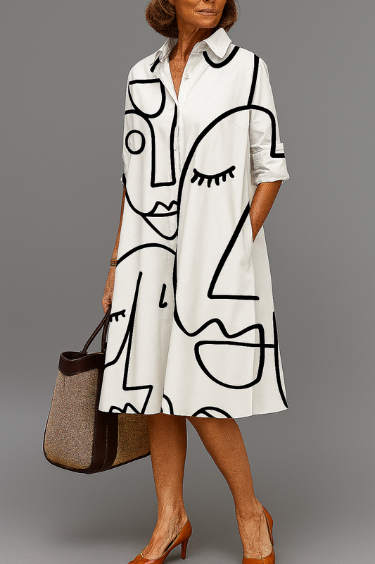 Luna Abstract Art Shirt Dress
