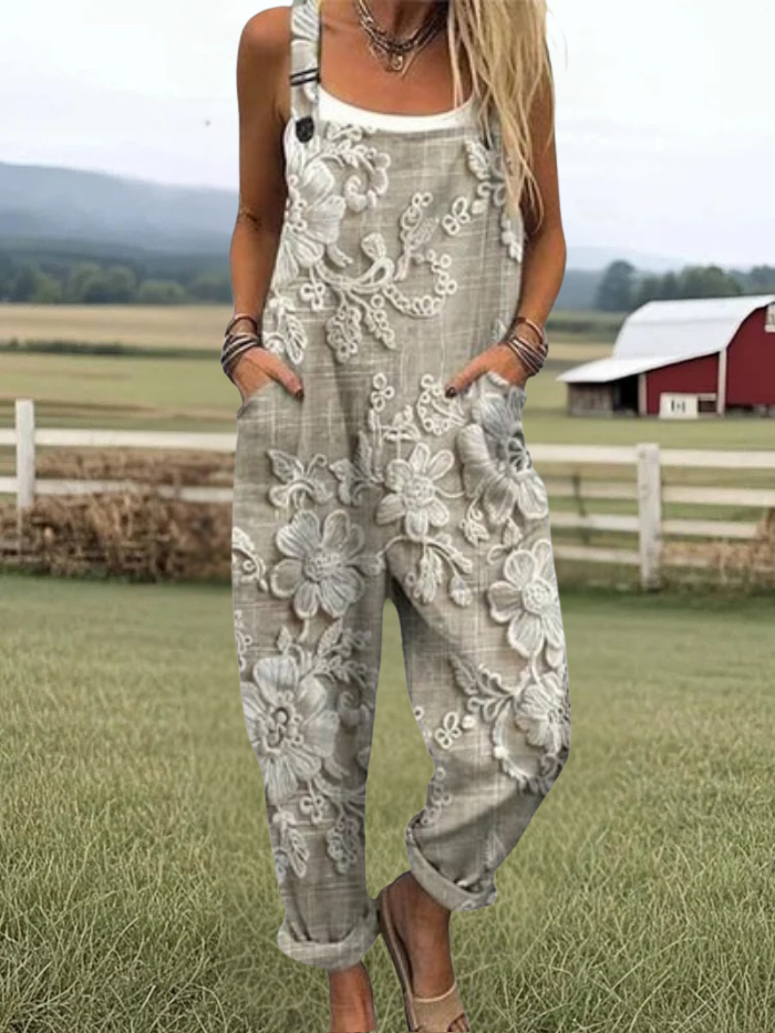 Laney | Vintage Floral Pattern Jumpsuit