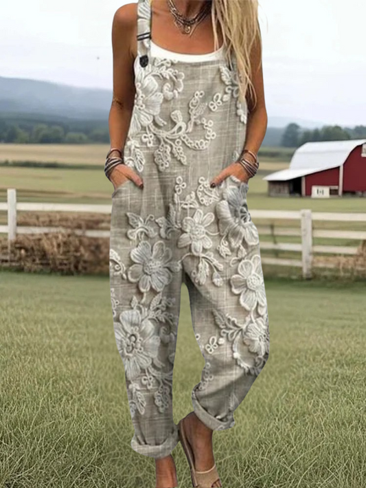 Laney | Vintage Floral Pattern Jumpsuit