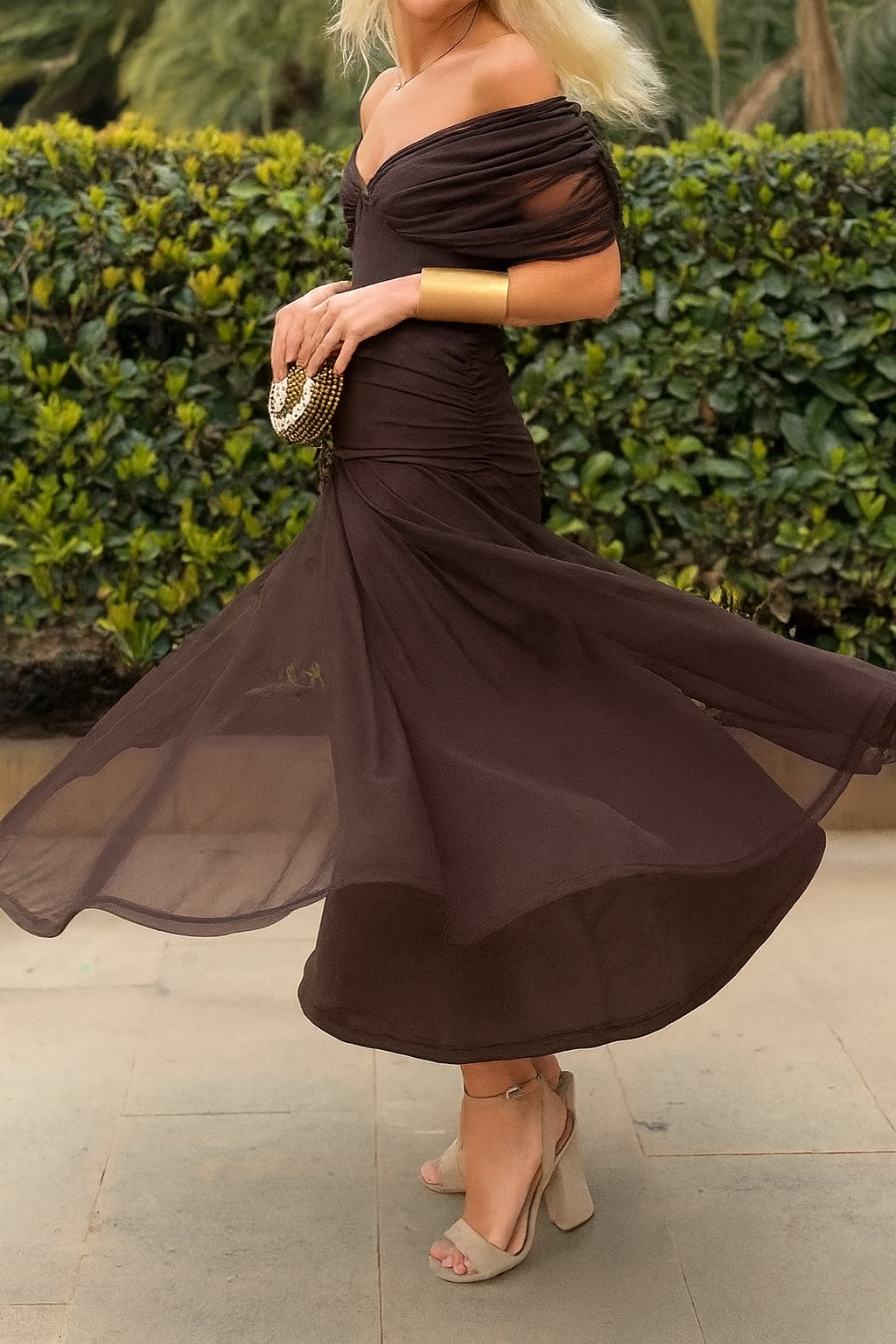 Elegant Mesh Boutonniere Dress