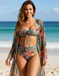 Flora Tropical Print Bikini Set with Cover-Up