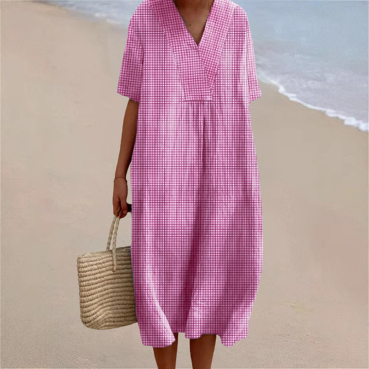Harper™ | Pink Check Summer Dress
