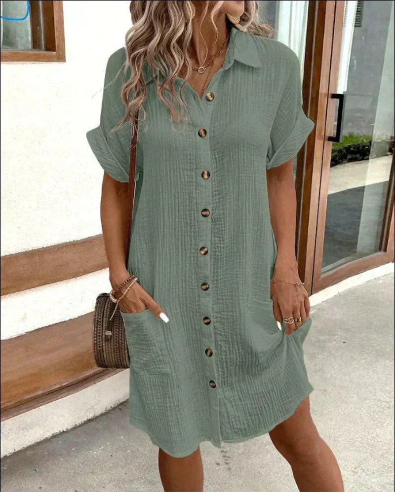 Hailey | Cotton Linen Shirt Dress