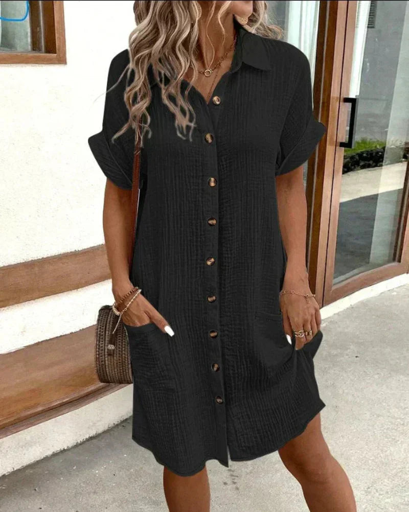 Hailey | Cotton Linen Shirt Dress