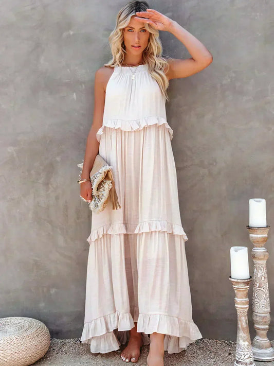 Dylilah | Neck Ruffle Trim Dress